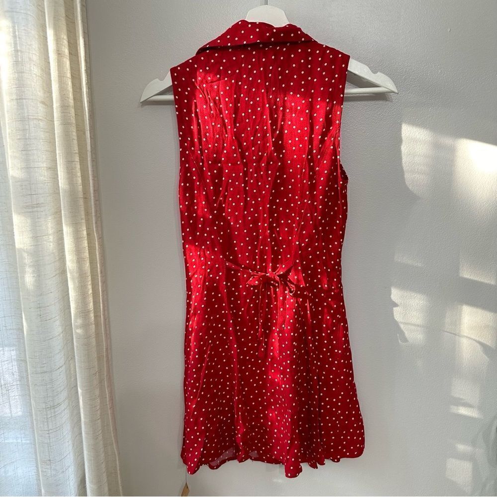 Reformation Leith Mini Dress Ditty Red Polka Dot - Picture 4 of 8